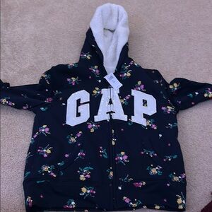 GAP Floral Hoodie with Sherpa Lining